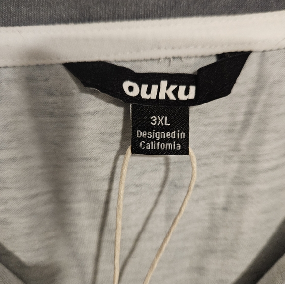 Ouku Wolf Tribal Print Gray Long Sleeve Henley TShirt Mens 3XL-NWT - Picture 4 of 5